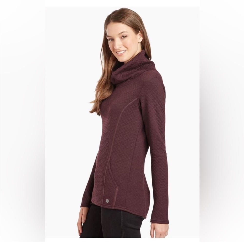 Kuhl Athena Pullover Cowl Neck Sweater Small Wool Blend Quilted Pocket
